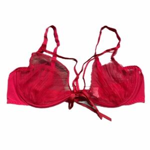French Designer Passionata Sheer Shell Mesh Unlined Bra (Red) Size 36D
